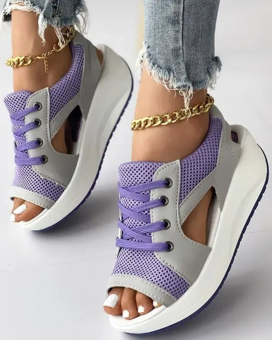 💥Speciale prijs💥SANDALEN MET CONTRASTERENDE PANELEN EN UITSNIJDINGEN MET VETER