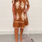 👗 Vintage jurk met ronde hals en katoenprint