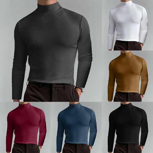 Slim fit T-shirt met lange mouwen voor heren met opstaande kraag