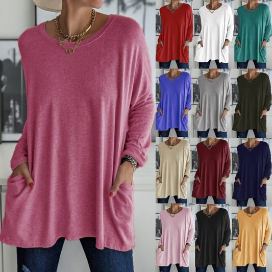 Comfortabel effen katoenen T-shirt