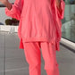Ronde hals Split Fluorescerende kleur Casual pak voor vrouwen