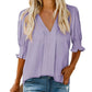 🔥NIEUW✨ Dames V-hals Blouse met Pofmouwen – Zacht & Veelzijdig