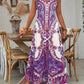 Zonder Mouwen Maxijurk met V-Hals en Retro Print voor Dames