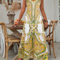 Zonder Mouwen Maxijurk met V-Hals en Retro Print voor Dames
