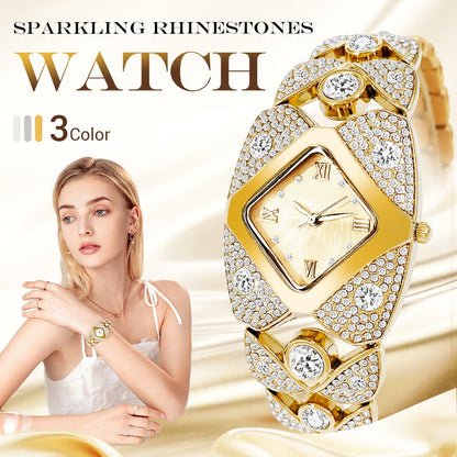 ⏳Tijdelijke korting van 50%⏰Retro quartzhorloge met sprankelende strass-steentjes⌚