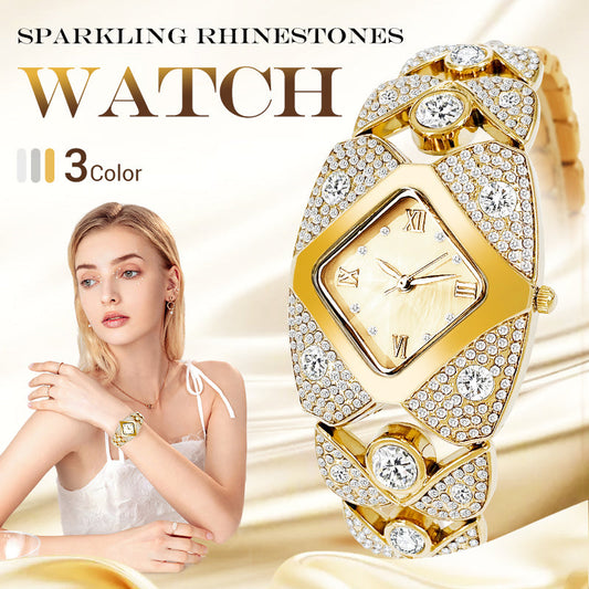 ⏳Tijdelijke korting van 50%⏰Retro quartzhorloge met sprankelende strass-steentjes⌚