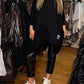 🔥Tijdelijke aanbieding - Onregelmatige losse top & effen broek tweedelige set