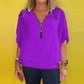 Damestop met casual ritssluiting en chiffon hals