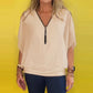 Damestop met casual ritssluiting en chiffon hals