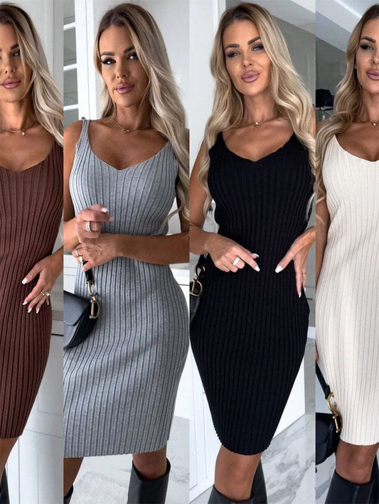 🎁Nieuw product 49% korting 🔥2025 Nieuw Gebreide pullover trui en cami-jurk set