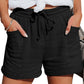 Casual korte broek met hoge taille van katoen-linnenmix