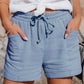 Casual korte broek met hoge taille van katoen-linnenmix