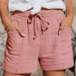 Casual korte broek met hoge taille van katoen-linnenmix