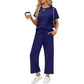 🌸Summer Hot Sale 50% OFF💖Women's Casual Short Sleeve Wide Leg Crop Pants Lounge Set