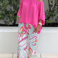 Tweedelig setje met damesbroek en off-shoulder top