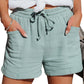 Casual korte broek met hoge taille van katoen-linnenmix