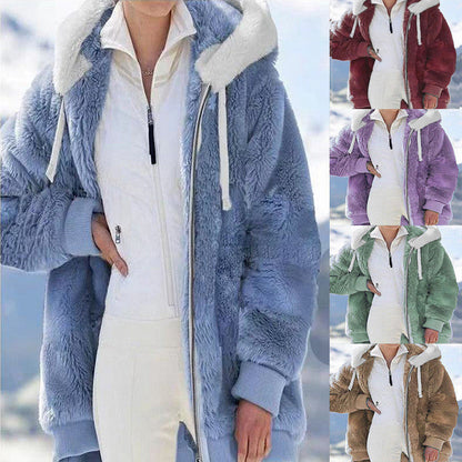 🔥Hot Sale 50% KORTING🔥Fleecejack met capuchon en schapenvachtvoering