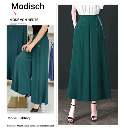 👖Modieuze en veelzijdige broek met hoge taille en geplooide wijde pijpen