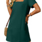 Laatste dag promotie 50% UIT 👗  Casual Square Neck Pocket Korte Mouw Jurk met Zakken voor dames