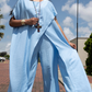 Set van eenkleurige off-the-shoulder top en broek