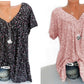 🌸Katoenen shirt met korte mouwen, V-hals en print