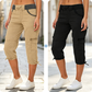 Cargo-capribroek met hoge taille voor dames
