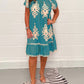 👗 Vintage jurk met ronde hals en katoenprint