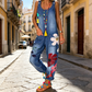 Casual denim jumpsuit met bloemenprint voor dames