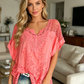 Elegante damesblouse met V-hals en kantborduurwerk