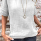 Vrouwen effen kleur ronde hals half mouwen katoenen linnen blouse