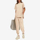 Casual Loose Fit Tweedelig T-shirt & Broek Trainingspak Set Dames