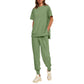 Casual Loose Fit Tweedelig T-shirt & Broek Trainingspak Set Dames