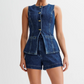 💕HOT SALE 💕Casual denim set voor dames, bestaande uit een mouwloos topje en een korte broek