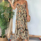 🌸Dames Sexy Spaghetti Bandjes Bloemenprint Lange Jurk