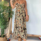 🌸Dames Sexy Spaghetti Bandjes Bloemenprint Lange Jurk