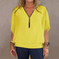 Damestop met casual ritssluiting en chiffon hals