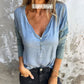 🔥 Beperkte tijd 49% UIT🔥 Dames Trendy effen kleur V Hals Lange Mouw Top