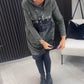 Casual Bedrukte Hoodie Jurk voor Dames met Zakken