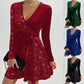 🎅Kerst 49% korting💥V-hals heup-taille rok, glinsterende pailletten
