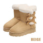 🎀Kerstspecials🎁Klassieke plateau-sneeuwlaarzen voor dames met pluche strik