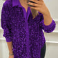 ✨Nieuwjaarsaanbieding - 49% KORTING✨Dameshemd met lange mouwen en lovertjesruitjes