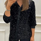 ✨Nieuwjaarsaanbieding - 49% KORTING✨Dameshemd met lange mouwen en lovertjesruitjes