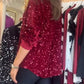 ✨Nieuwjaarsaanbieding - 49% KORTING✨Dameshemd met lange mouwen en lovertjesruitjes