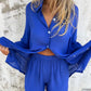 🔥2026 Vrouwen Fashion Street Casual Effen Shirt Lange Mouwen Set