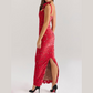 Elegante jurk met strik en split