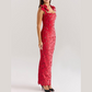 Elegante jurk met strik en split