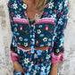 🥰Casual Bloemen Halve Mouw V-Hals Button Down Jurk