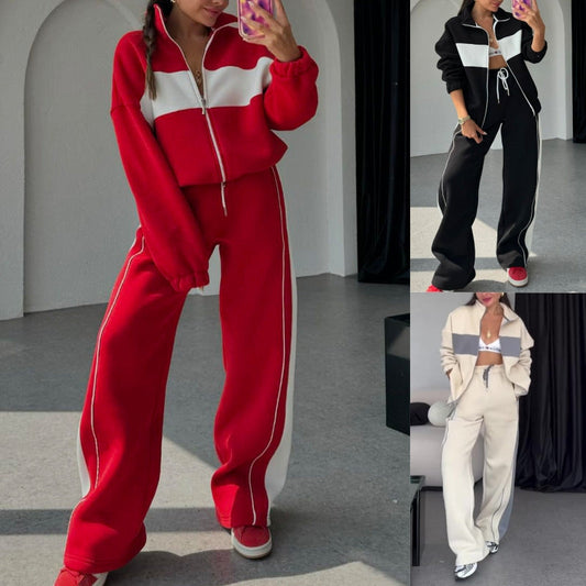 Vrouwelijke tweedelige kleurcontrasterende sportkleding