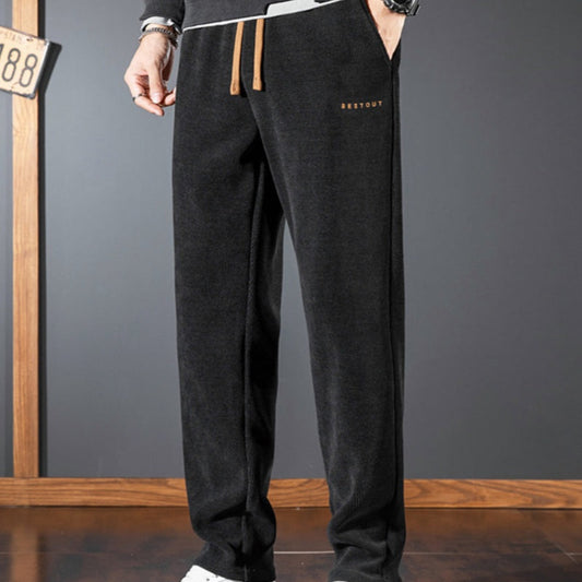 Casual warme stretchbroek voor heren met trekkoord