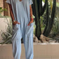 🌸Voorjaar 50% korting 🌸V-hals casual oversized zakken monochrome jumpsuit